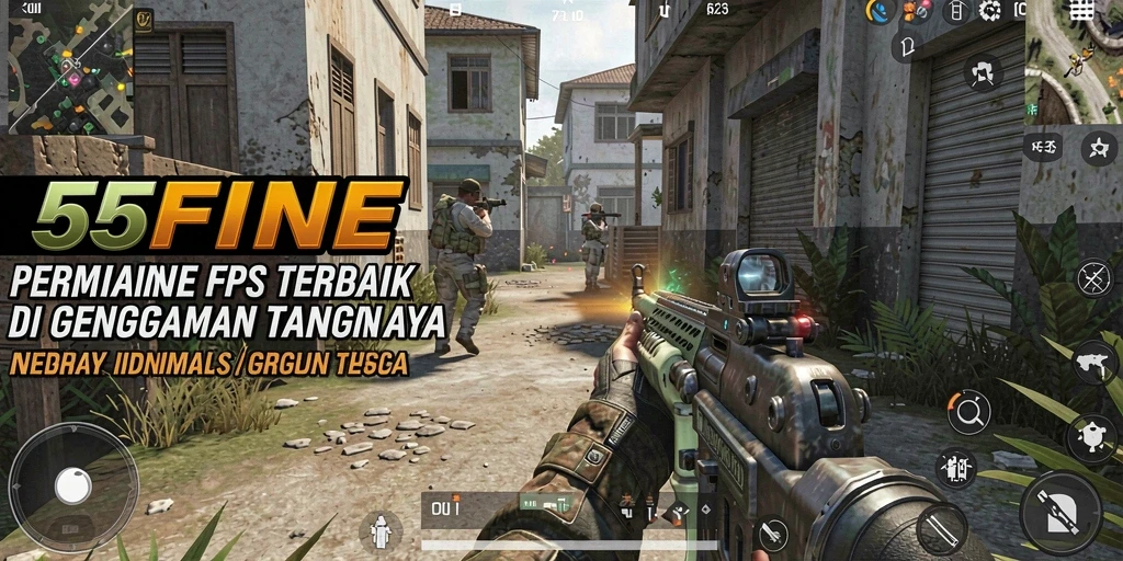 Gambar gameplay menarik dari 55FIVE dalam pertempuran FPS.