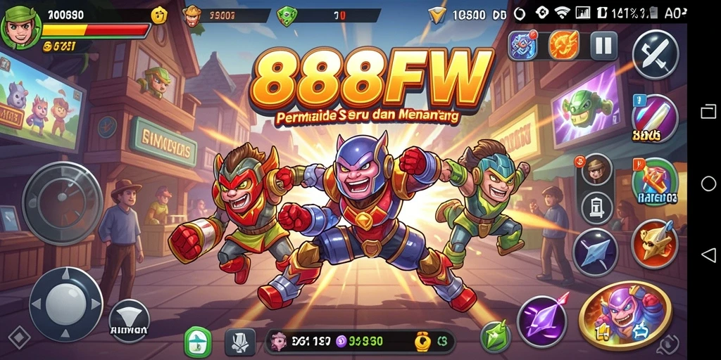 Screenshot gameplay 888FW dengan aksi seru di level yang menantang.