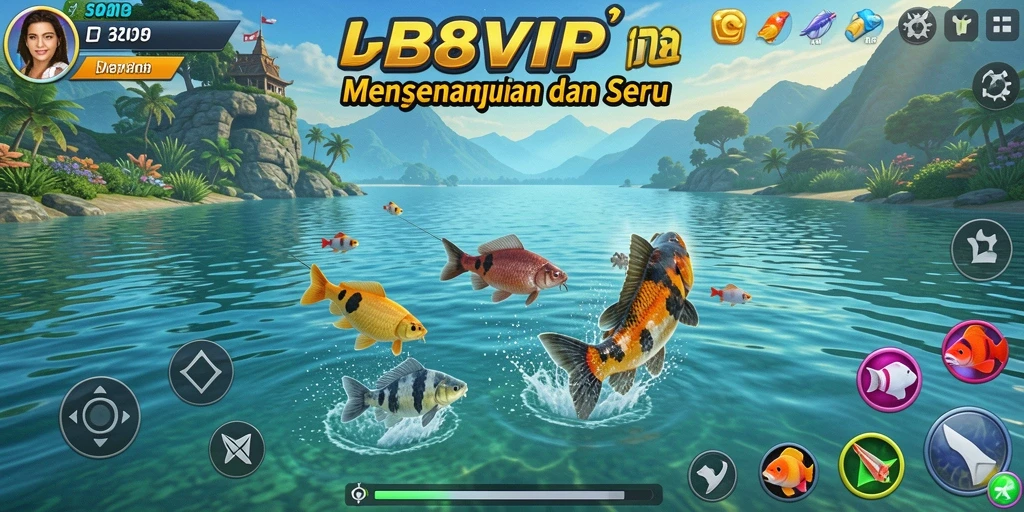 Tampilan gameplay B8VIP saat menangkap ikan di laut.