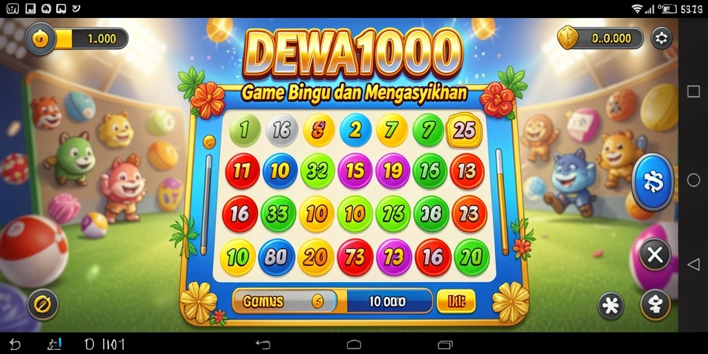 Screenshot gameplay DEWA1000 dengan suasana Bingo yang ceria.
