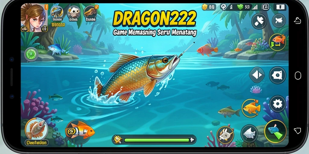 Tampilan gameplay seru di DRAGON222 menghadirkan pengalaman memancing yang realistis.
