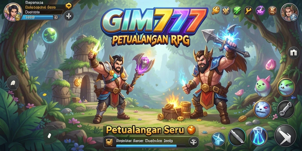 Tangkapan layar utama gameplay GIM777 yang menampilkan petualangan RPG seru.