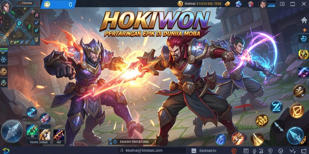 Screenshot gameplay HOKIWON menampilkan pertarungan tim yang intens.