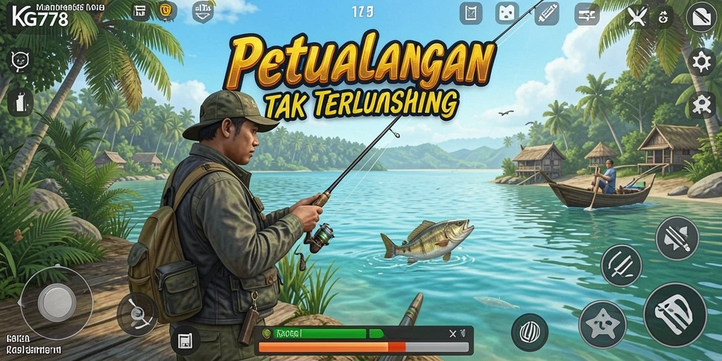Screenshot utama KG778 menampilkan aksi memancing yang seru dan realistis.