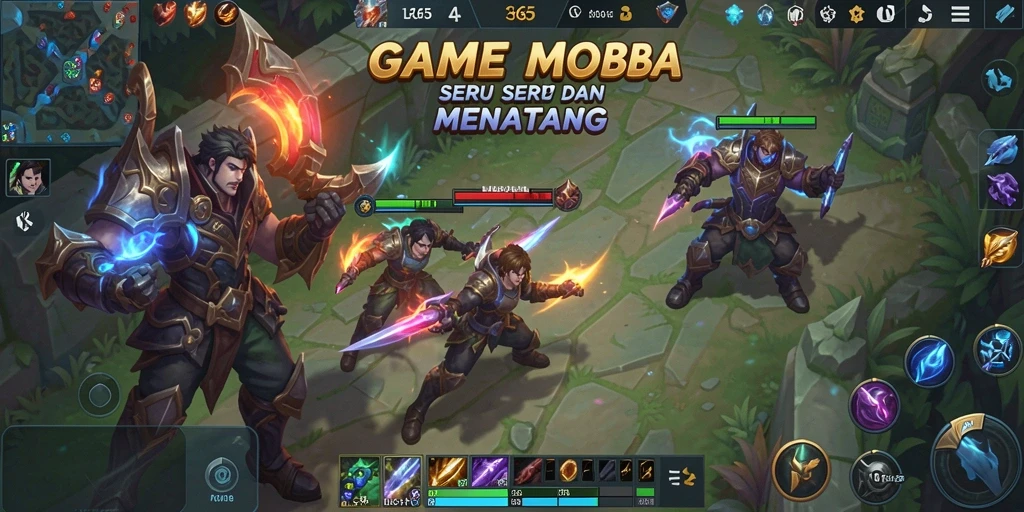 Screenshot gameplay LUCK365 menunjukkan pertarungan sengit di arena MOBA.