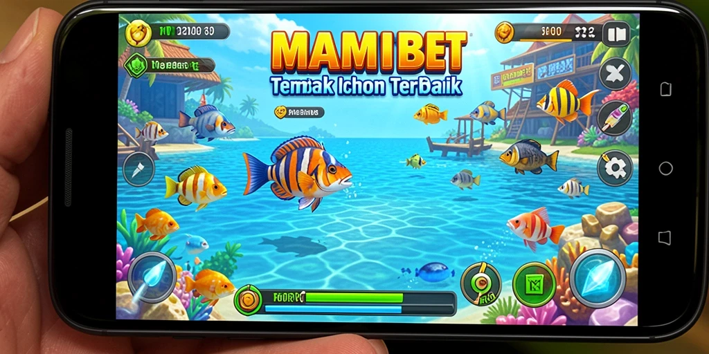 Tampilan gameplay seru dalam MAMIBET saat menembak berbagai jenis ikan.