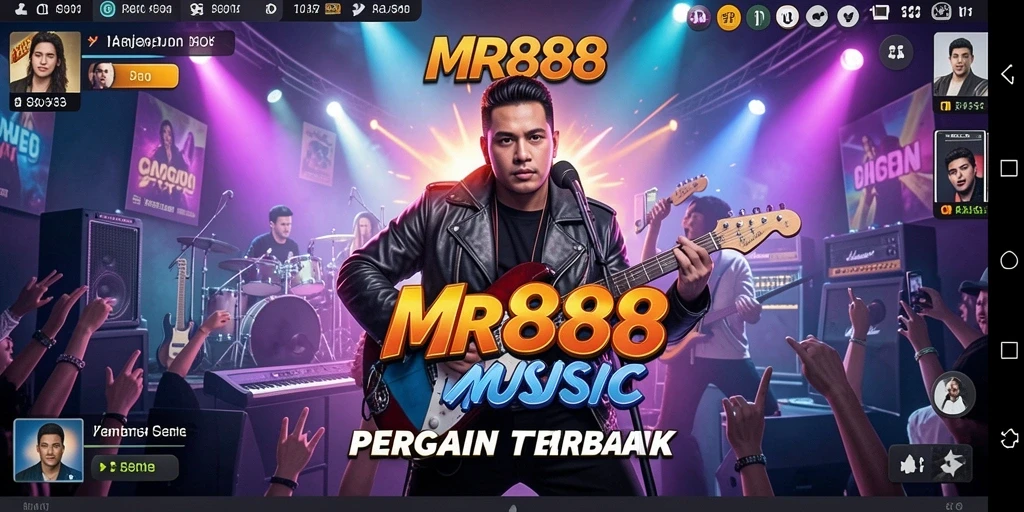 Tampilan screenshot utama MR888 yang menunjukkan gameplay musik yang menarik.