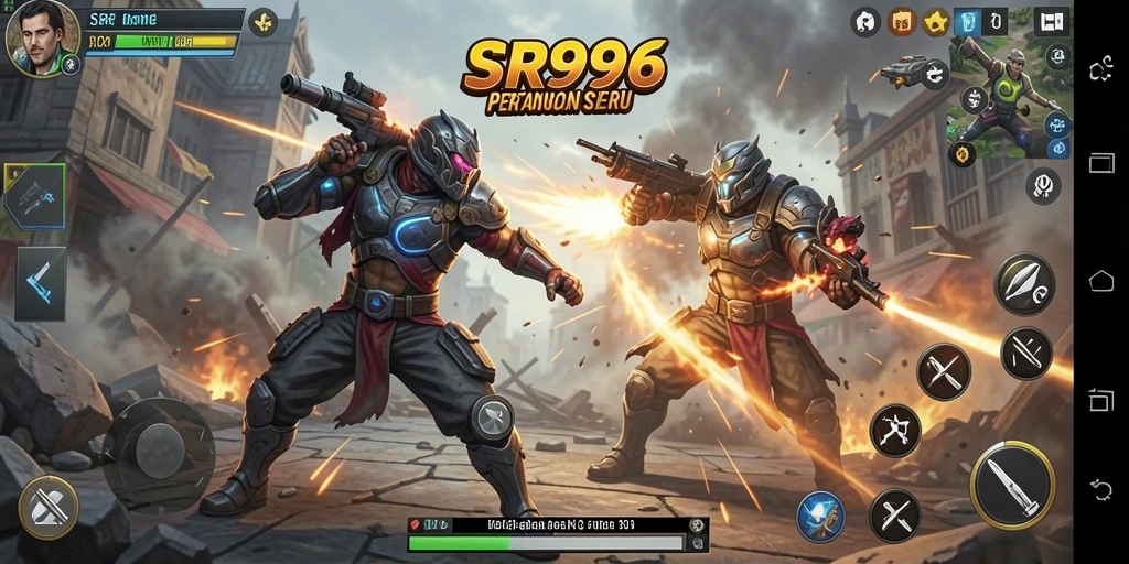 Screenshot utama SR996 menampilkan aksi pertempuran yang mendebarkan.